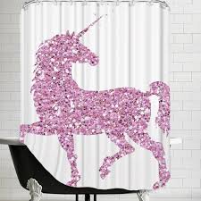 Mercury Row Nicolaus Unicorn Shower Curtain Glitter Room Unicorn Bedroom Colorful Curtains