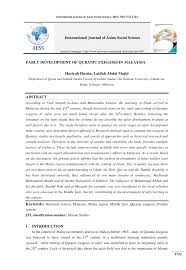 Pdf Early Development Of Quranic Exegesis In Malaysia