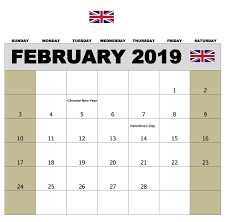 February 2019 Calendar With Uk Holidays Calendar Word Calendar Printables Calendar Template