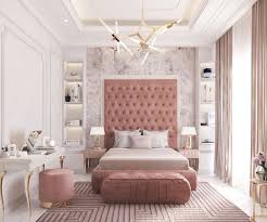 Gorgeous Light Pink And Gold Luxury Bedroom Decor With Extra Tall Headboard Luxury Bedroom Luxury Bedroom Decor Room Design Bedroom Luxurious Bedrooms