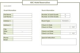 Free Data Collection Templates On Excel Hotel Reservation Form