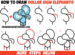 How to draw a dollar sign animals. How To Draw Cartoon Elephant From The Dollar Sign Easy Step By Step Drawing Tutorial For Kids How To Draw Step By Step Drawing Tutorials Drawing Tutorials For Kids
