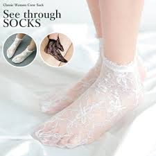 楽天市場】レディース ソックス 総レース ブラック アイボリー ショート丈 シースルーソックス 花柄 総レース 部分透けソックス レディースソックス  ショート丈靴下 ソックス 春 夏ソックス 靴下 くつした くつ下 おしゃれ かわいい カラー フェミニン 足元おしゃれ ... さん