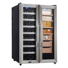 This is a humidor cooler and wine cooler combo. Whynter Freestanding 3 6 Cu Ft 16 Bottle Wine Cooler And Cigar Humidor Center Cwc 351dd The Home Depot