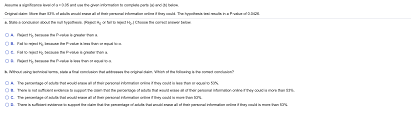 Answered: Assume A Significance Level Of A = 0.05… | Bartleby