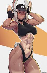 crescent, red eyes, muscular female, tail, mirko - Anime R34