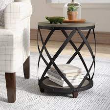 Rubino End Table With Storage Farmhouse End Tables Living Room End Tables Small Round Side Table