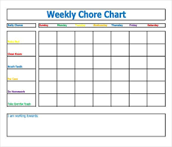 30 weekly chore chart templates doc excel free