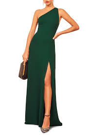 Reformation Evelyn One Shoulder Dress Nordstrom In 2020 Green Formal Dresses Green Ball Dresses Girls Black Party Dress