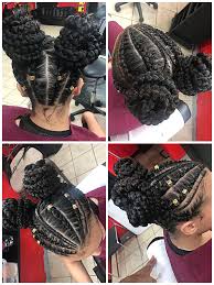 Two Buns Feed In Braids Natural Hair Styles Braids For Black Hair Feed In Braid