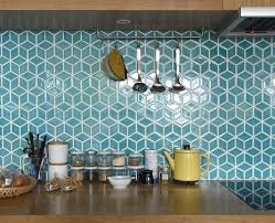 Blue Green Backsplash Tile Geometric Kitchen Kitchen Splashback Home Goods Decor