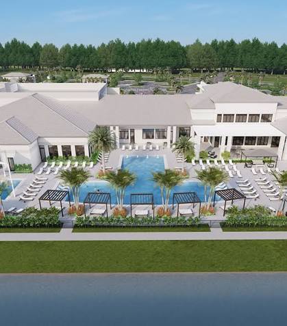 Resort-style beach entry pool at a Boca Raton community clubhouse