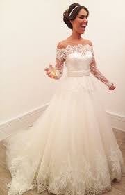 A Line Off Shoulder Long Sleeves Lace Wedding Dress Long Sleeve Wedding Dress Lace Wedding Dress Long Sleeve Dream Wedding Dresses