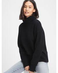 Gap Factory Cotton Oversized Turtleneck Sweater In Black Lyst