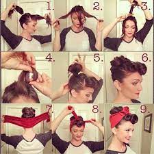 Super Easy Tutorial On How To Do A Pinup Look With Rolls And A Headscarf Click The Hair Make Up Vintage And Otherwise Tutorials And Inspiration Rockabilly Hair 50s Hairstyles
