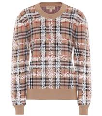 burberry kern 48 scribble check merino wool sweater in brown modesens カジュアル ニット