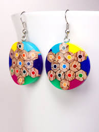Earrings From Colored Pencils Armenian Gifts Armenian Etsy Handmade Jewelry Jewelry Crafts Wood Jewelry Diy