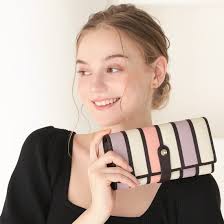 クレリア Clelia 財布 長財布 レディース 大容量 おしゃれ 大きめ アコーディオン フラップ ストライプ 合皮 カラフル Clelia  クレリア ベレッサ CL－10262 （ティラミス） -靴＆ファッション通販 ロコンド〜自宅で試着、気軽に返品