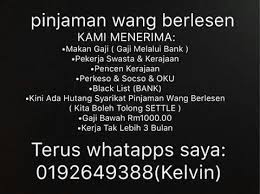 Cara terpantas untuk mendapatkan aliran tunai adalah membuat pinjaman dengan pemberi pinjaman wang berlesen. Pinjaman Wang Berlesen Peribadi Services Others On Carousell