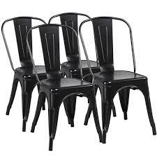 Black metal kitchen chairs with wood seat cooler grilling. Smilemart Industrial Modern Metal Dining Chairs Set Of 4 Black Walmart Com Walmart Com