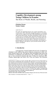 Paxson Christina H And Norbert R Schady 2007 Cognitive Development Among Young Children In Ecuador Cognitive Development Parenting Journal Development