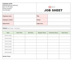 This is a live demo of an employee hourly allocation tool i created in microsoft excel. Job Sheet Template For Excel Printable Samples Examples