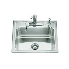 Kohler kitchen sinks come in a variety of styles, designs and materials. Kohler Toccata Drop In Stainless Steel 25 In 4 Hole Single Bowl Kitchen Sink K 3348 4 Na The Home Depot