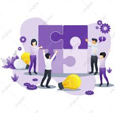 Modern Flat Design Concept Of We Have Solutions With Characters Fitting Together Pieces Of A Giant Jigsaw Puzzle Cooperation And Teamwork Solutions And Problem
