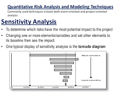 The tornado diagram is a visual display of the sensitivity of various risks with regards to their positive or negative impact. Session 18 2 Pmp 4th Edition