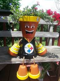 Pekes Artistry Terra Cotta Pot Steelers Dude Blumentopf Anmalen Basteln Bastelei