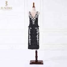 Short straight back with beads. Designers Straight Sexy V Neck Cut Out Back Appliqued Beaded Black Short Prom Dress Party Mother Of Bride Gown Buy Black Short Prom Dress Mother Of The Bride Dresses Beaded Black And White Party Costumes