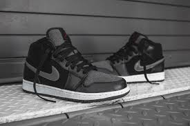 Black And Gray Air Jordan 1 Mid Premium Edition Air Jordan 1 Mid In Wool Eu Kicks Sneaker Magazine Nike Free Shoes Air Jordans Sneakers Men
