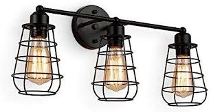 For a touch of modern elegance, vanity lights and fixtures in classic brushed nickel are a great choice. Lamps Lighting Ceiling Fans Vanity Lights 3 Light Industrial Bathroom Light Black Metal Cage Wall Sconce Home Garden