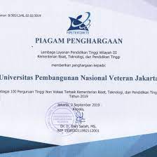 Contoh penghargaan untuk kerja kursus. Piagam Universitas Upn Veteran Jakarta