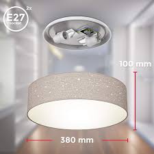 Lampadario perfetto per una camera da letto in stile etnico: B K Licht Plafoniera In Tessuto Grigio Talpa Con Effetto A Stelline Lampadario Moderno Per Salotto O Camera Da Letto Ip20 Lampada Da Soffitto Rotonda O38cm Attacco Per 2 Lampadine E27 Non Incluse Plafoniere Lampadari