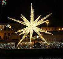 Large Outdoor Christmas Decorations 3D Gold North Star Motif Lights