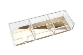 Dany Marcus Clear Acrylic Desk Organiser with Gold Detailing