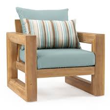 Benson Outdoor Patio Sofa Club Chair Set Bliss Blue Rst Brands In 2020 Furniture Wood Patio Blue Cushions
