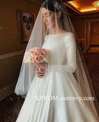 Discover exclusive range of designer long sleeve mother of the bride dresses, evening gowns for wedding in modern styles and silhouettes. Elegant Wedding Dress Long Sleeve Wedding Dress Simple Satin Wedding Dresses Sold By Kprom On Storenvy