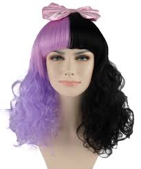 Melanie Martinez Wig Exclusive Melanie Martinez Dollhouse Half Purple And Black Curly Wig Pink Singer Hairstyles Wigs Pink Singer