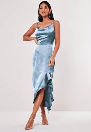 Blue Satin Dresses Women S Blue Satin Dresses Online Missguided