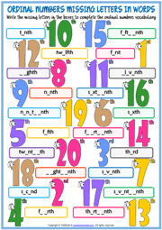We help your children build good study habits and excel in school. Ordinal Numbers Esl Vocabulary Worksheets