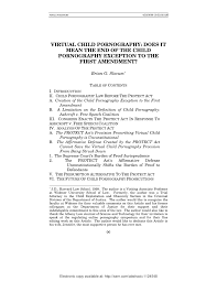 PDF) Virtual Child Pornography: Does it Mean the End of the Child  Pornography Exception to the First Amendment?