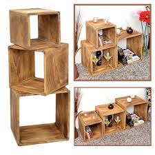 3er set lounge cube regal landhaus stil massivholz regale tische beistelltisch nachttisch couchtisch in shabby hellbraun amaz regal couchtisch hangeregal holz