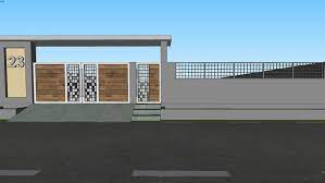 Hollow block compound wall with gate and light. Modern Compound Wall With Main Gate 3d Warehouse