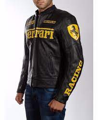 Ferrari Brand Motorcycle Leather Jacket Black Color With Safety Gear Leather Jacket Men Leather Motorcycle Jacket Cheap Leather Jacket