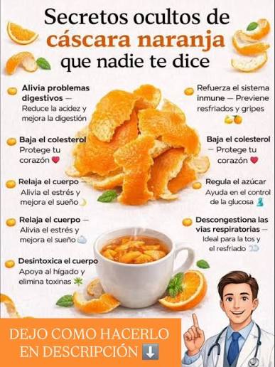 La cáscara de naranja no es solo un desecho; de hecho, contiene  concentraciones de ciertos nutrientes incluso superiores a las de la pulpa  ☕️Esta versión es ideal para mejorar la digestión o