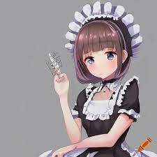 Anime girl wearing a maid outfit, cute and stylish on Craiyon