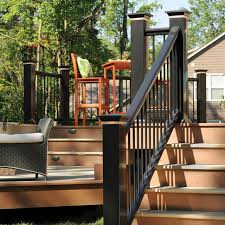 Azek rail puts simplicity to the job of finding the perfect railing system to complement your deck or porch project. Azek Rail Premier Rail In Black With Round Aluminum Balusters And Post Cap Light Transitional Terrace New York By Timbertech Houzz