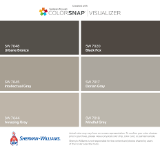 Finally, think of the style of your property. I Found These Colors With Colorsnap Visualizer For Iphone By Sherwin Williams Urbane Bronze Sw 7048 Intel Black Paint Color Intellectual Gray Mindful Gray